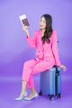 Portrait beautiful young asian woman with luggage bag and passport - PhotoDune Item for Sale