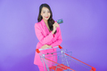 Portrait beautiful young asian woman smile with grocery basket - PhotoDune Item for Sale