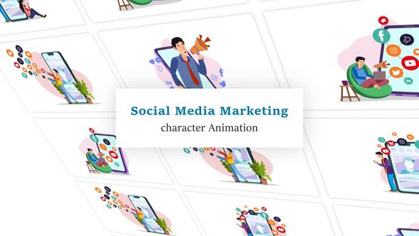 Social Media Marketing Character Scene Animation Pack