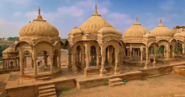 Bada Bagh Cenotaphs Hindu Tomb Mausoleum Made of Sandstone in Indian Thar Desert