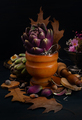 artichokes in a wooden mortar in dark atmosphere all focus - PhotoDune Item for Sale
