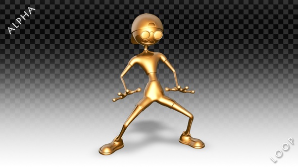 3D Gold Man - Cartoon Rap Dance
