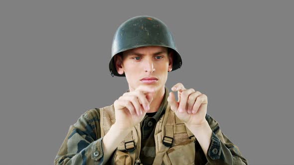 Soldier using digital screen