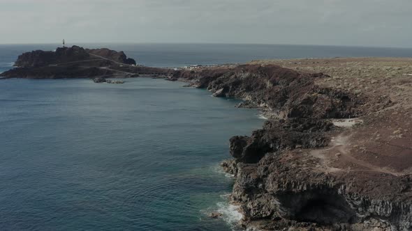 Aerial Survey Above the Roads in Tenerife, Canary Islands, Lighthouse Teno