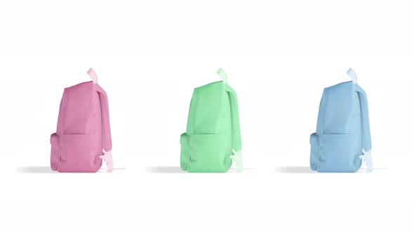 Blank colored backpack with zipper mockup, looped rotation, 4k video