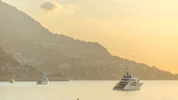 Sunrise View of Sea and Landscape Timelapse From Beaulieu Sur Mer, France.