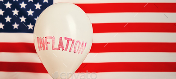  word inflation against usa flag, Rising prices for consumer goods and services