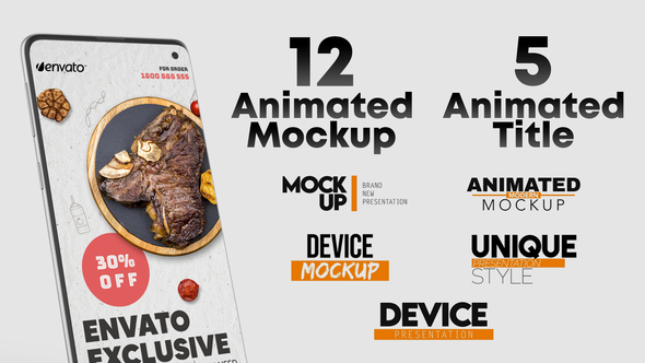 Animated Android Phone Mockup and Title Set