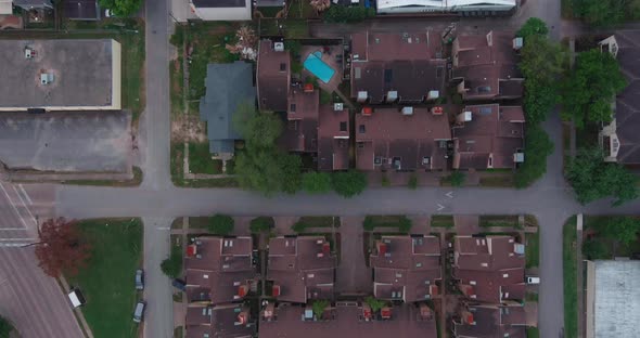 Aerial of city of Houston neighborhood landscape