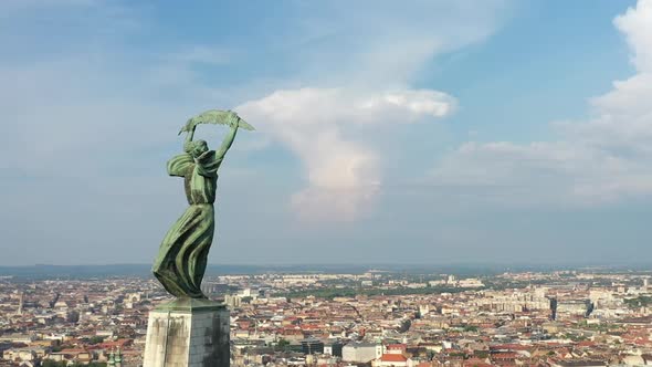 Liberty Statue With Cityscape In Budapest