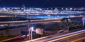 and Highways System at Night. Transportation Photography Collection. Las Vegas, Nevada, U.S.A.