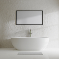 picture frame mock up in modern bathroom with bathtub and decorative concrete wall - PhotoDune Item for Sale