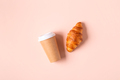 Coffee to go in a paper cup with croissants. - PhotoDune Item for Sale
