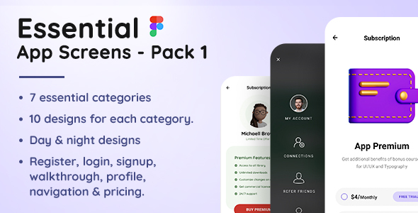 EASP - Essential App Screens Pack 1 - Figma Template