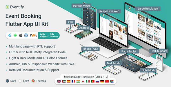 Eventify - Event Booking Flutter App Ui Kit (Android, IOS, PWA Responsive Website)