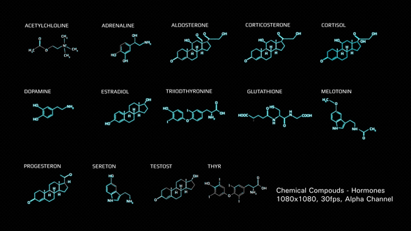 Hormone Chemical Structural Formulas Pack - 30fps, Alpha