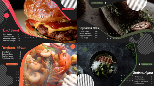 Food Menu Scenes | Premiere Pro MOGRT