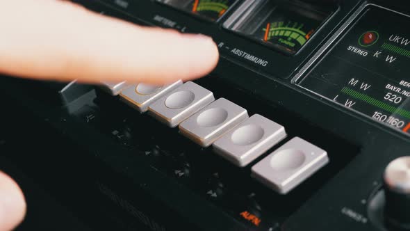 Pushing Play, Stop, Rec, Ff, Rew Buttons on a Tape Recorder