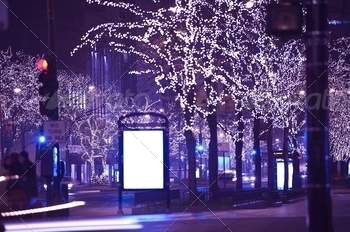 an Ave Lights. Michigan Avenue, Chicago, USA.