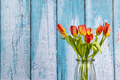 beautiful tulips flower with old wooden wall - PhotoDune Item for Sale
