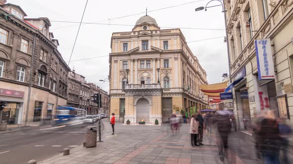 The Eternal flame in the street Ferhadija timelapse hyperlapse 