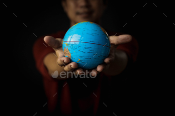 . Earth day concept with low key tone photo