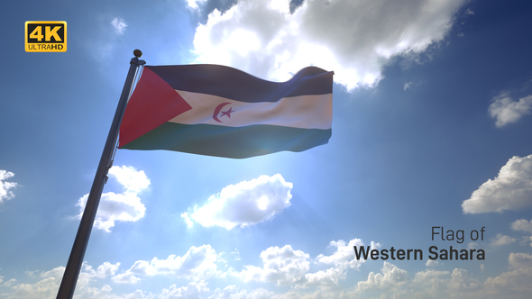Western Sahara Flag on a Flagpole V4 - 4K