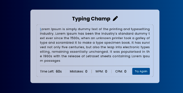 Typing Champ - Html5 And Javascript Game