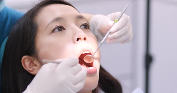 Woman on The Inspection of The Teeth in Dentistry