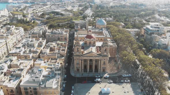 Aerial view of St. Publius Church, Valletta , Malta