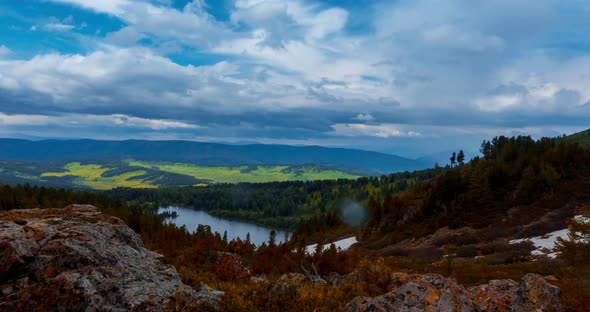 Mountain Lake Timelapse at the Summer or Autumn Time