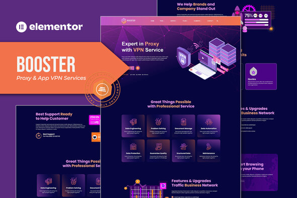 Booster – Proxy & App VPN Service Elementor Template Kit