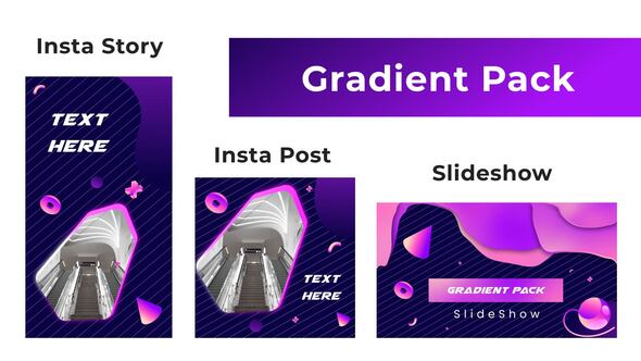 Futuristic Gradient Design Pack- Intro | Slideshow | Instagram Story & Post