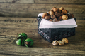 Fresh walnuts in a basket on autumn background on the old wooden table, healthy eating cocept - PhotoDune Item for Sale