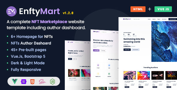 EnftyMart – NFT Marketplace HTML & Vue JS Template