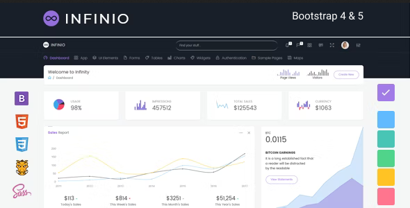 InfiniO - Bootstrap 4 & 5 Admin Dashboard template + UI Kit