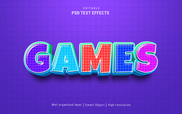 Game Color 3D Editable Text Effect
