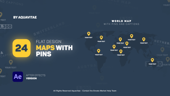 Flat Design Maps With Pins alt
