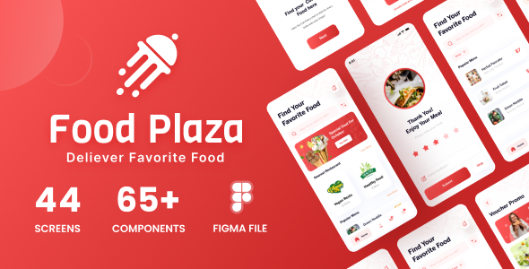 Food Plaza - Food Delivery App UI Kit (Figma Template)