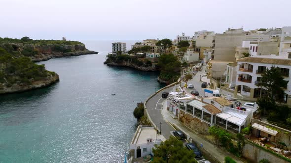 Aerial View of the Fishing Village in Mallorca Spain