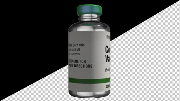 Coronavirus Covid - 19 Vaccine Bottle Rotate With Alpha