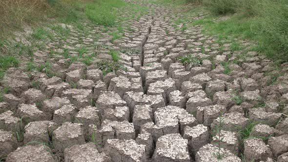 Drought And Cracked Lake Bottom Soil