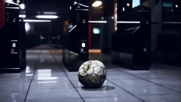 Old Soccer Ball in Empty Subway alt