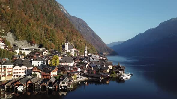 Beautiful Landscape of Hallstatt Village and Lake Hallstatt in Austria