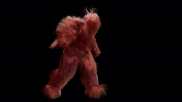 Hairy Monster Dancing clip isolated. loop animation, house dance,