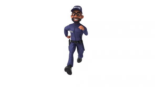 Fun 3D cartoon indian police officer with alpha alt