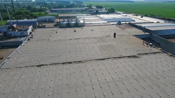 Big construction site. Aerial shot of the building in the process of construction