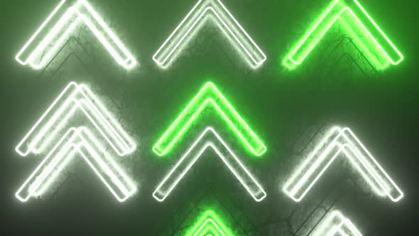 Bright Neon Arrows on a Metal Surface