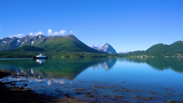 Ferries Cross. Beautiful Nature Norway