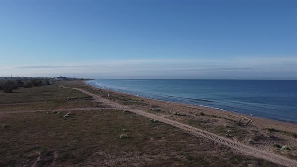 Drone Shooting Beautiful Coastline and Seascape in Bright Sunny Weather